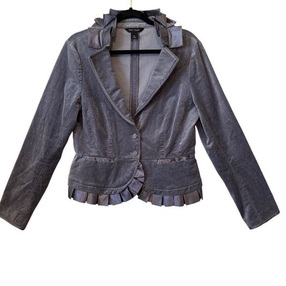 White House Black Market Silver Velvet/Satin Jacket Sz 8 Victorian, Castlecore - Picture 1 of 16